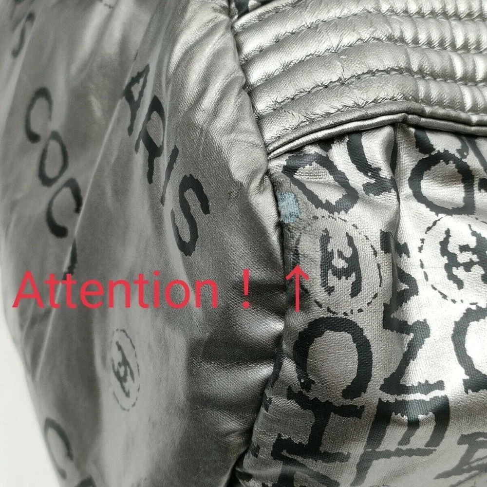 Chanel Hand Bag Silver Nylon